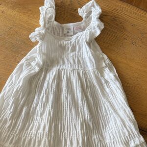 Zara Ivory Textured Dress with Ruffles